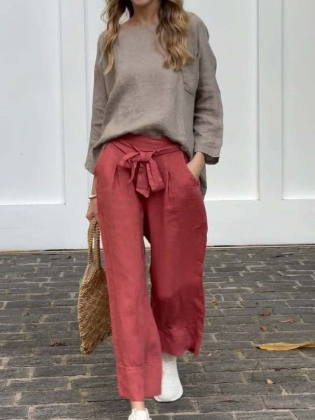 Levoire | Ensemble haut confortable et pantalons -série Khaki Rouge