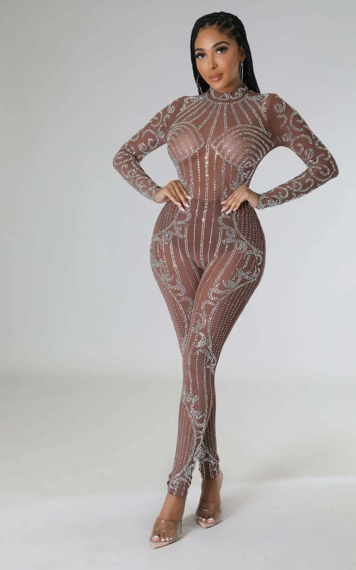 Levoire | Robe De Soirée Élégante En Strass Pour Femmes Braun