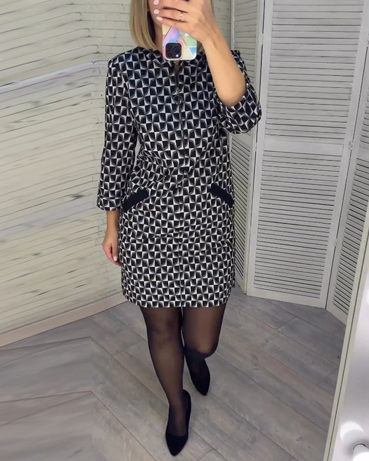 Levoire | Robe Avec Imprimé Diamant Et Manches Longues Blanc