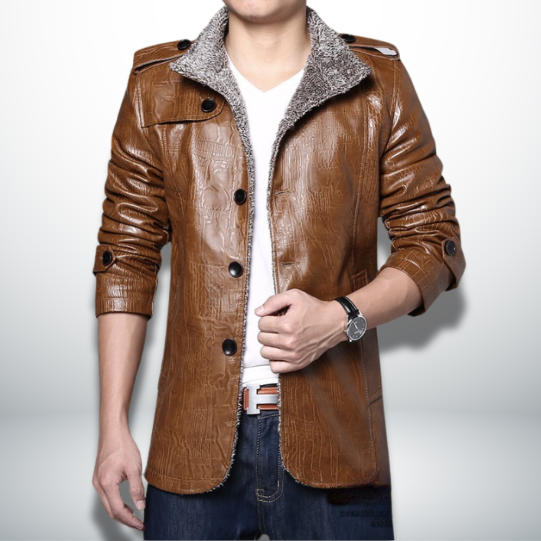 Levoire | Veste en simili cuir avec intérieur doublé Cachi