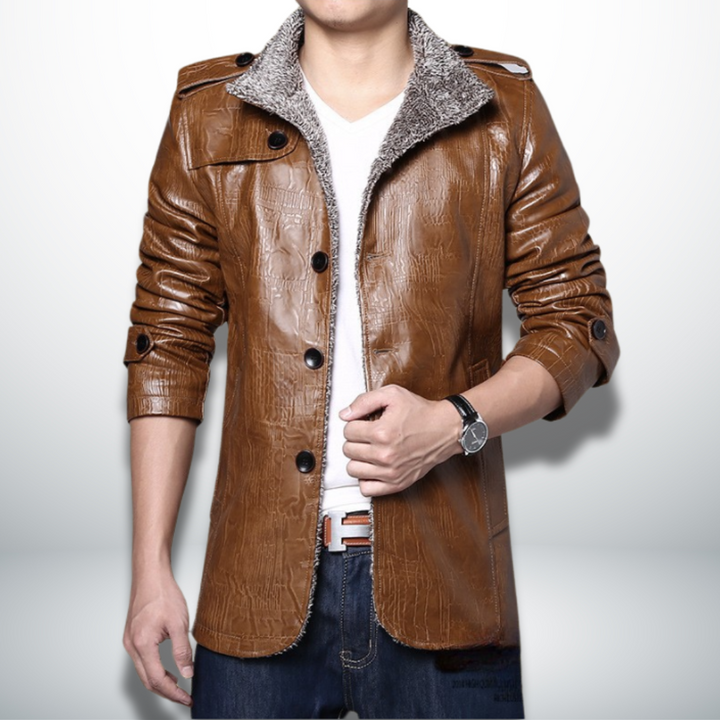 Levoire | Veste en simili cuir avec intérieur doublé Cachi
