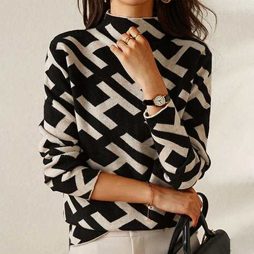 Levoire | Pull Géométrique Avec Alphabet Noir
