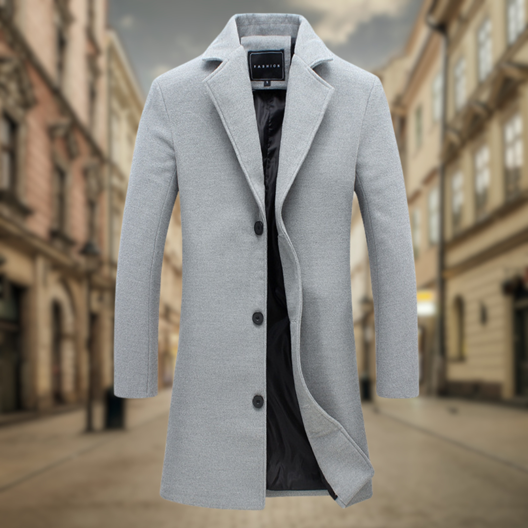 Levoire | Long manteau d'automne pour hommes Gris clair