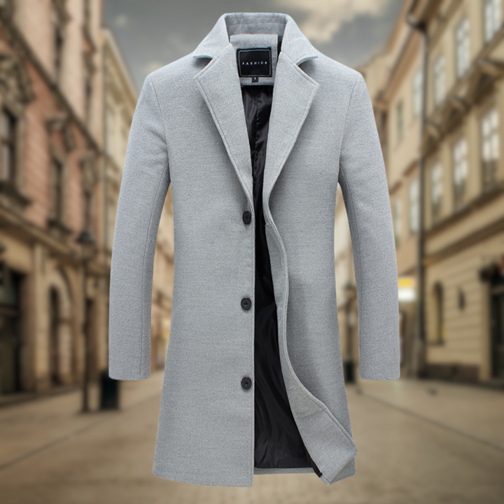 Levoire | Long manteau d'automne pour hommes Gris clair