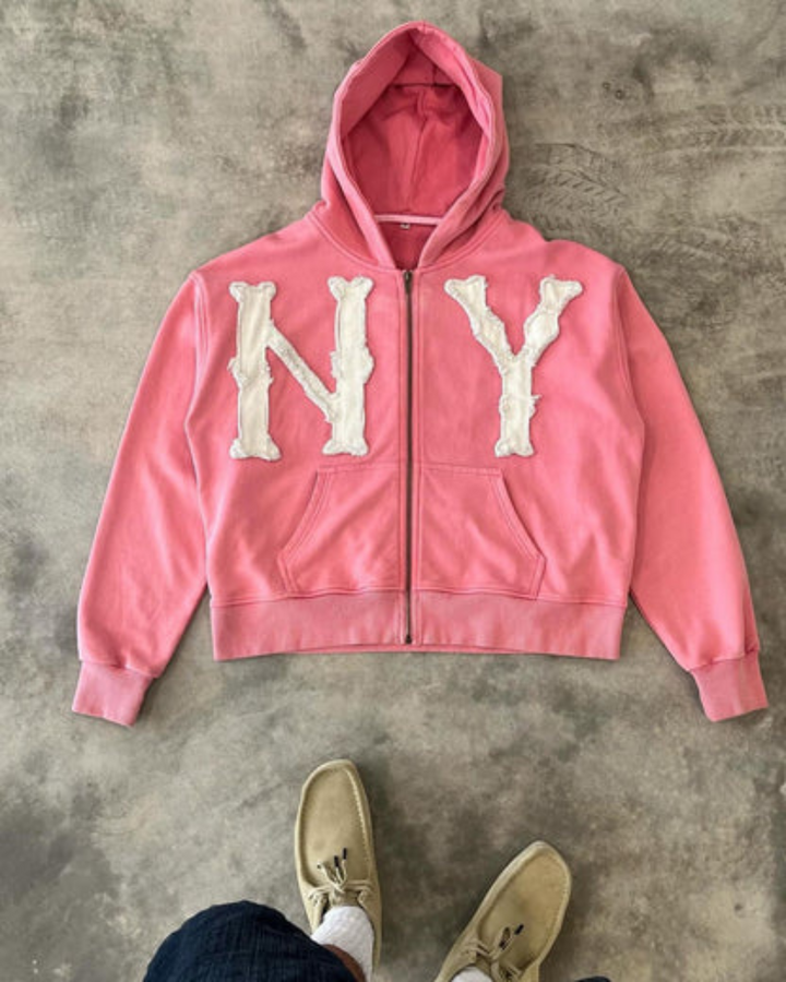 Levoire | Unisexe femmes et hommes gilet full zip sweat à capuche veste cardigan avec fermeture éclair Rosa