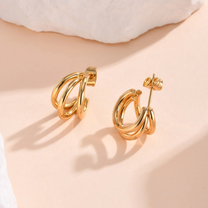Levoire | Boucles D'Oreilles Géométriques À Double Couche Or 15mm