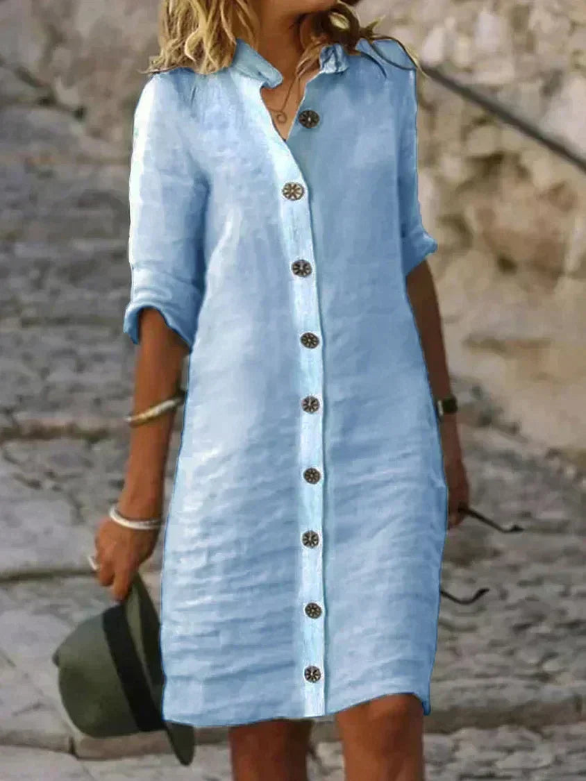 Levoire | Robe Chemise D'été Pour Femme - Mini Bleu
