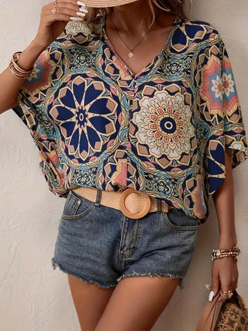 Levoire | Chemisier Avec Motif Floral Et Décolleté En V