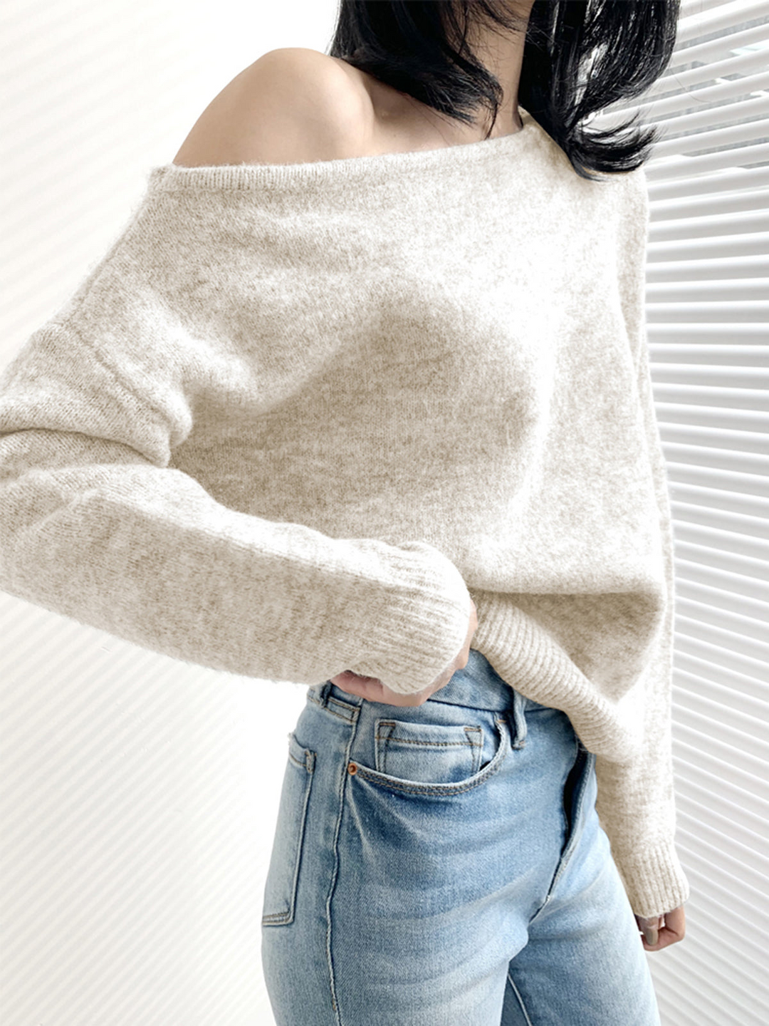 Levoire | Pull Asymtrique Femmes Chaud Abricot Taille unique