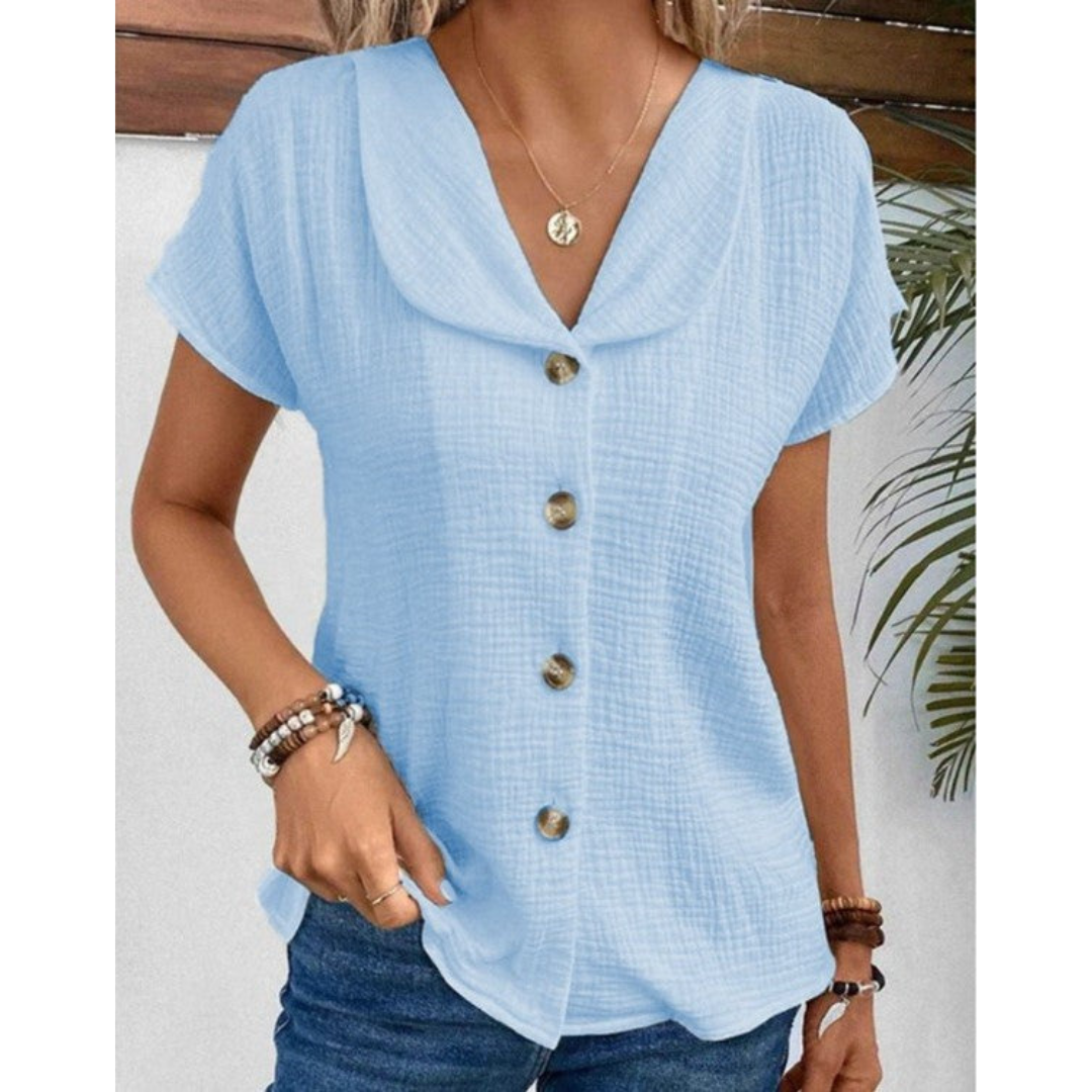 Levoire | Boutonne - Haut Femme - Manches Courtes Bleu