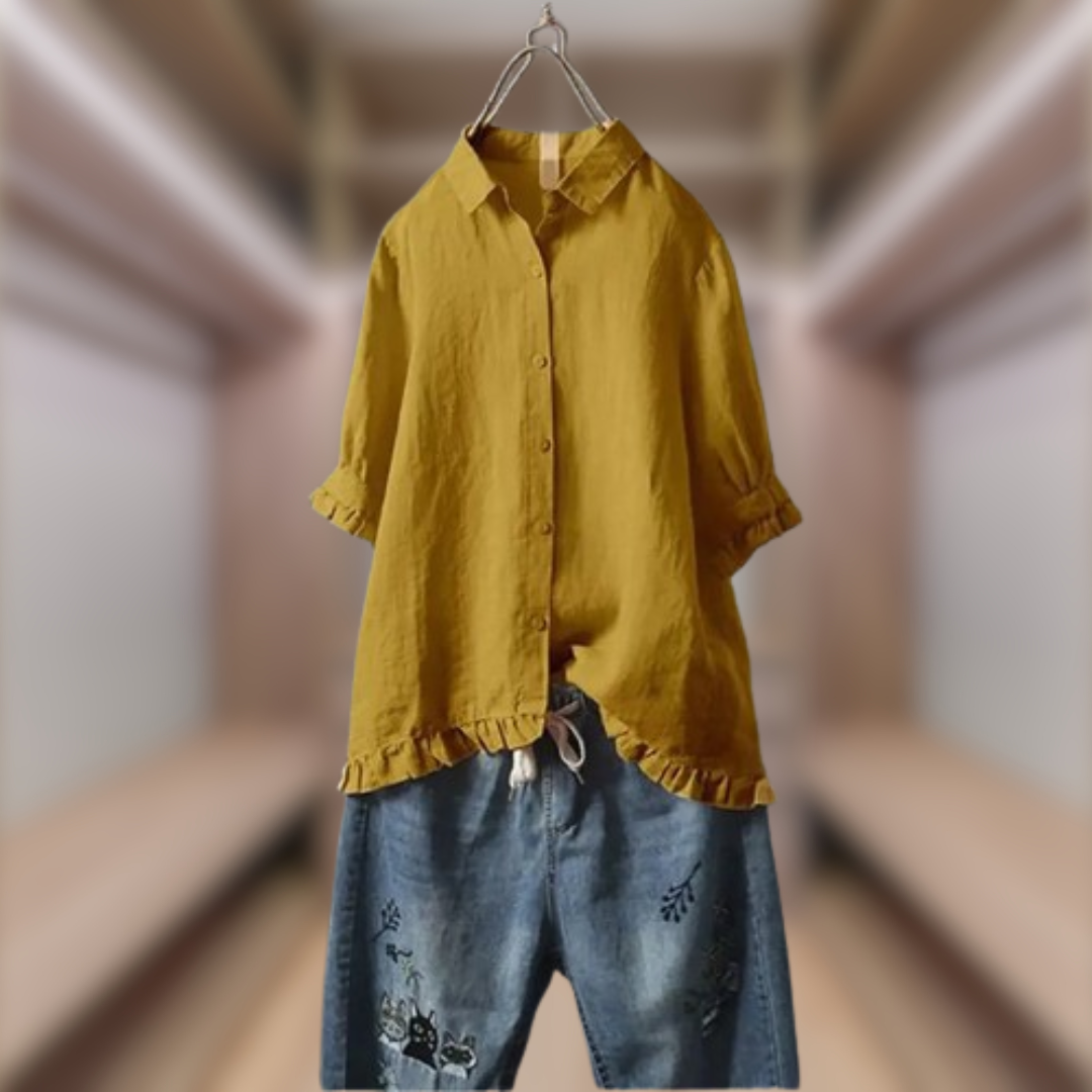 Levoire | Chemise élégante en tissu naturel Jaune
