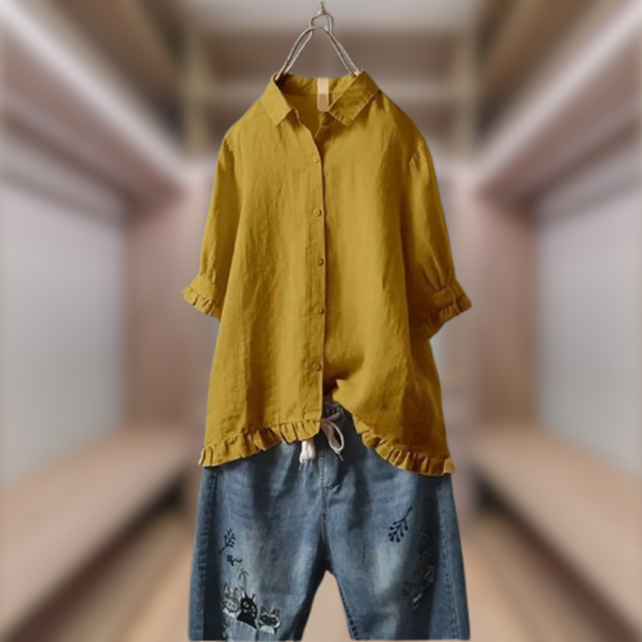 Levoire | Chemise élégante en tissu naturel Jaune