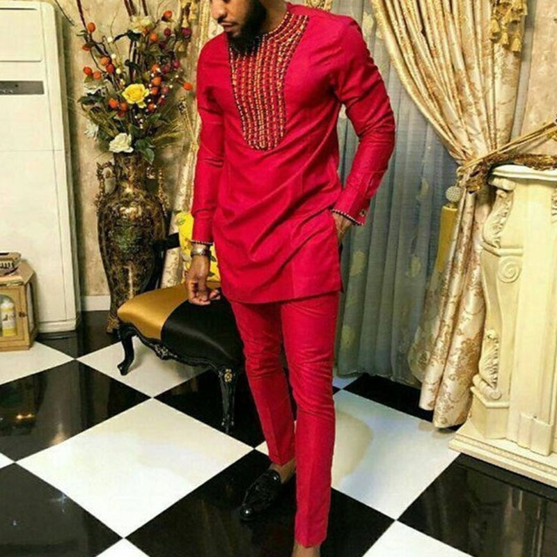 Levoire | Ensemble Dashiki traditionnel élégant pour hommes Rot