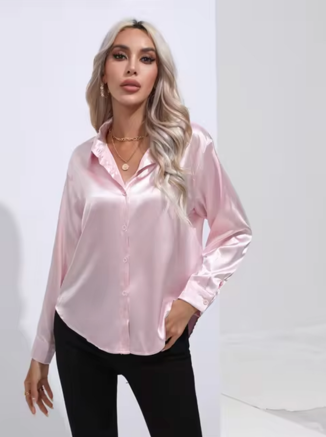Levoire | Chemisier Luxe Avec Manches Longues Rosa