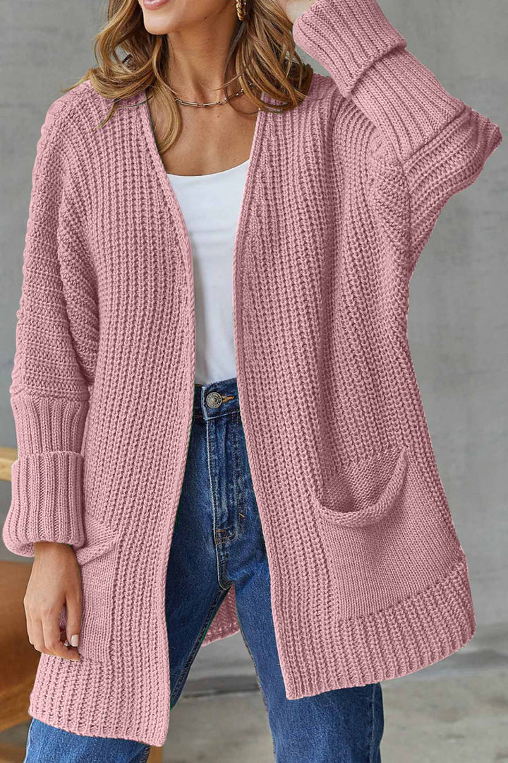 Levoire | Gilet Long À Ouverture Frontale Avec Fermeture À Nœud Pour Un Style Simple Rosa