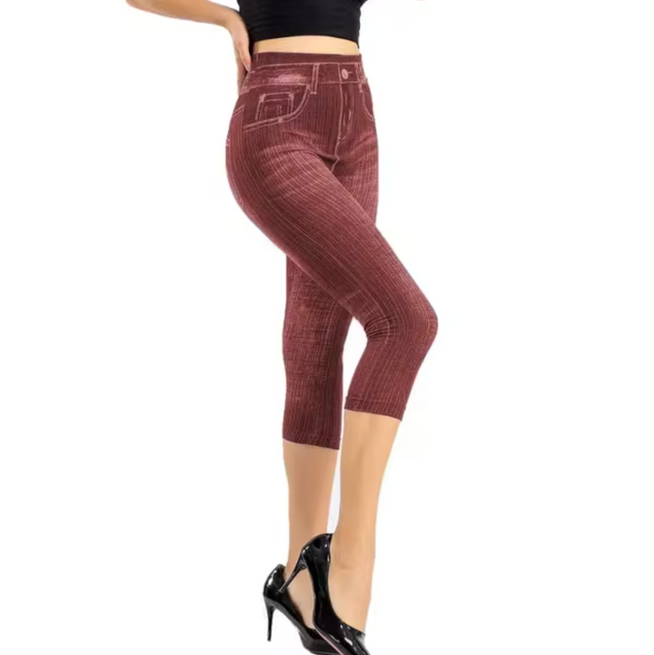 Levoire | Leggings Taille Haute Avec Motif Denim Rot