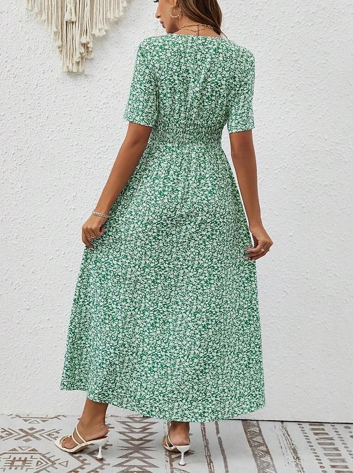 Levoire | Robe Maxi Pour Femmes Avec Manches Courtes Et Décolleté En V