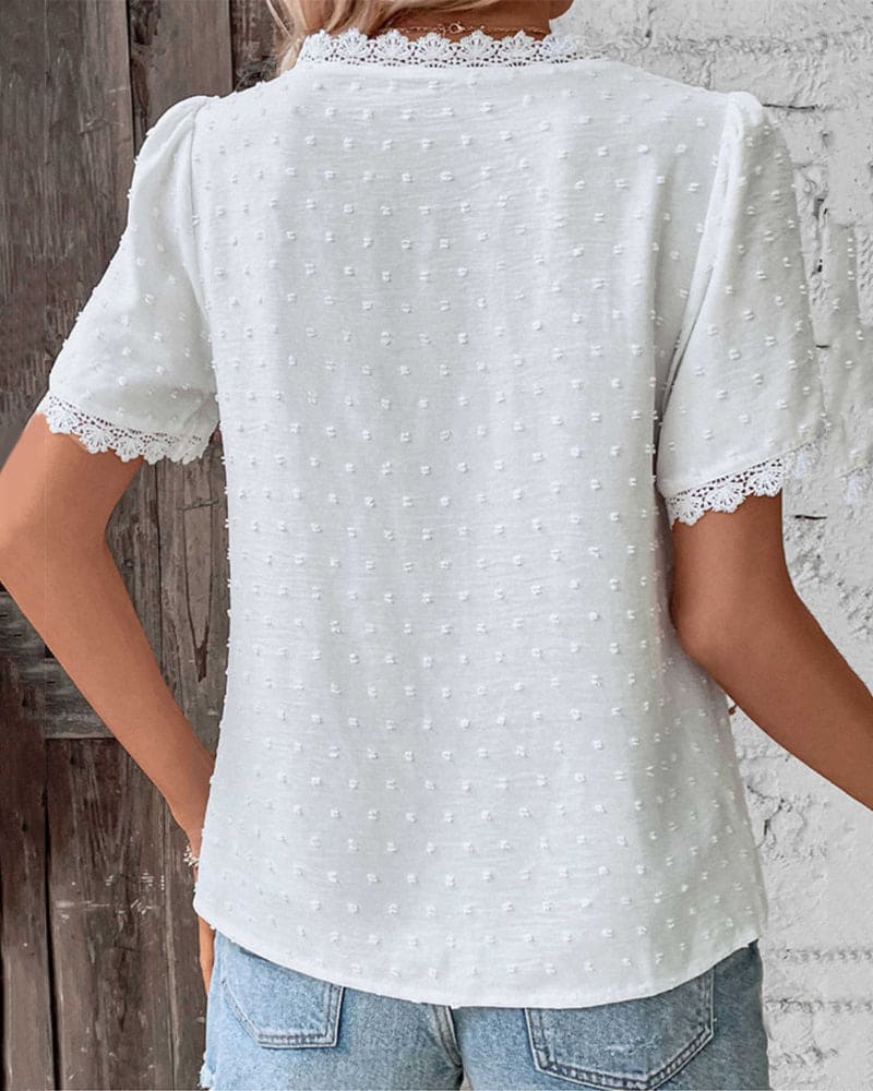 Levoire | Blouse En Dentelle Élégante Avec Décolleté En V Pour Femmes