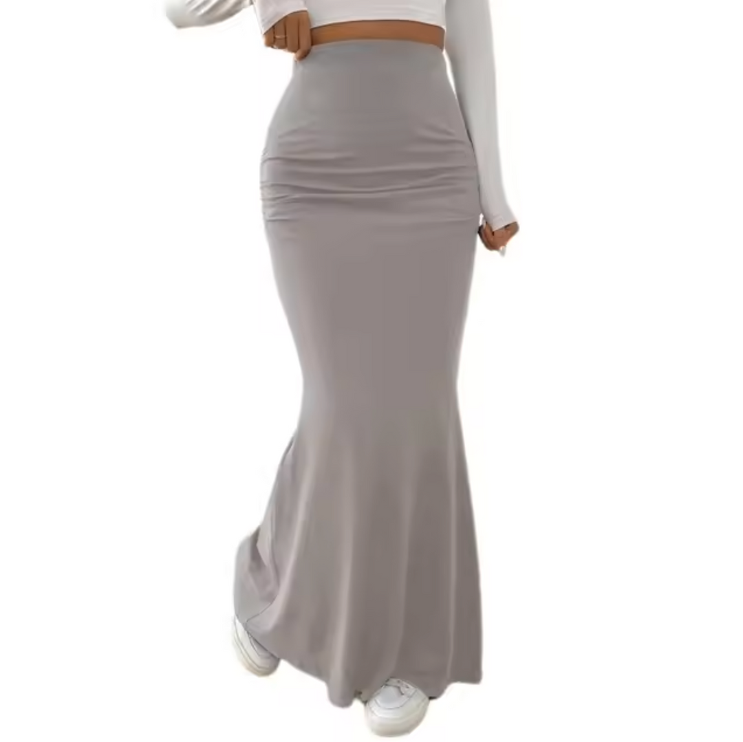 Levoire | Jupe Longue Taille Haute Avec Train Gris clair