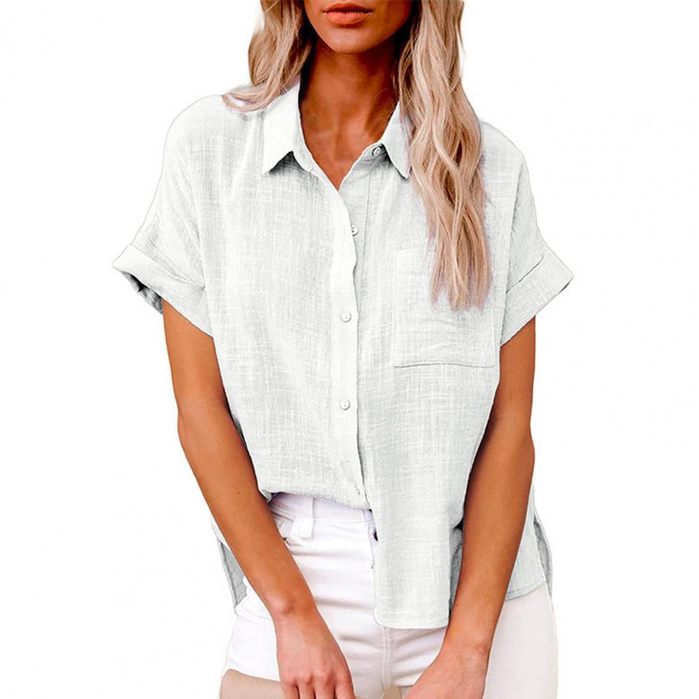 Levoire | Blouse En Lin Élégant À Manches Courtes Blanc
