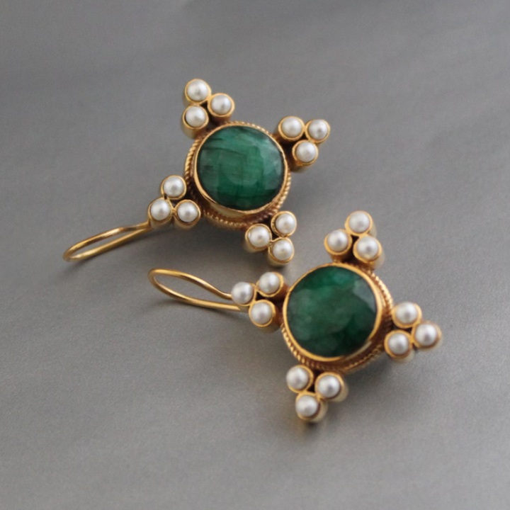Levoire | Helmi Vin Rouge Collected Gouttes Boucles D'Oreilles Dorées Or 4 cm