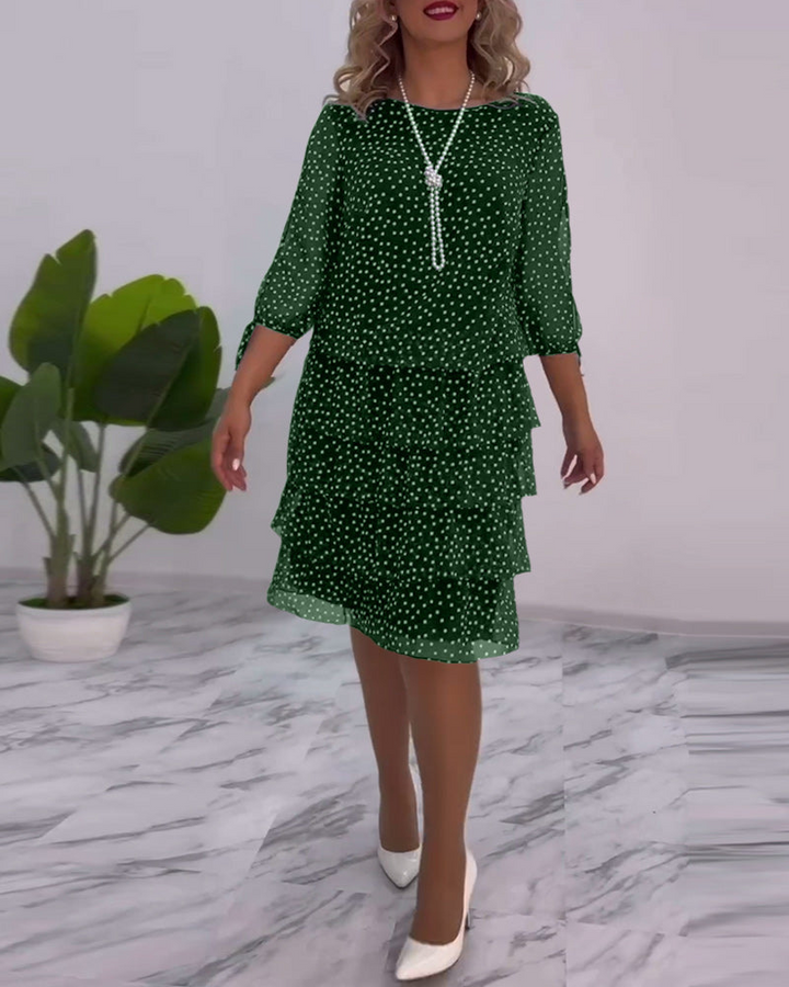 Levoire | Robe à pois festonnée pour femmes à jupe évasée Vert