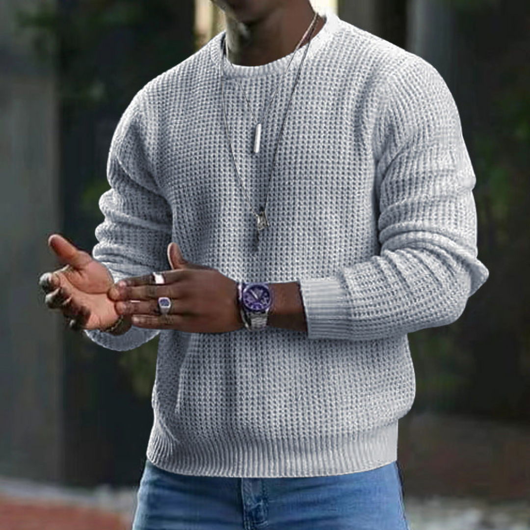 Levoire | Pull Avec Col Rond FR Hommes Chaud Gris clair