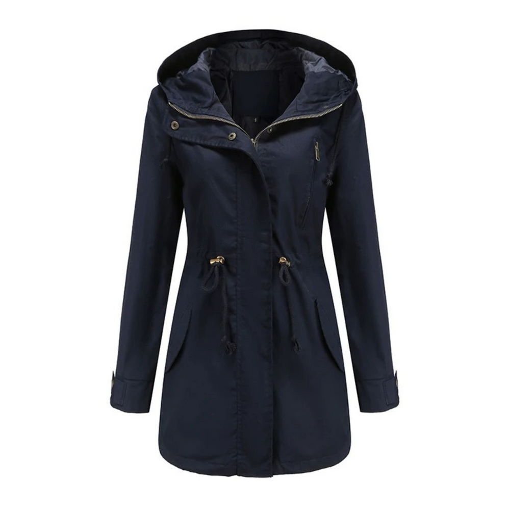 Levoire | Veste Longue Imperméable À Capuche Et Avec Cordon Réglable Gris de mer