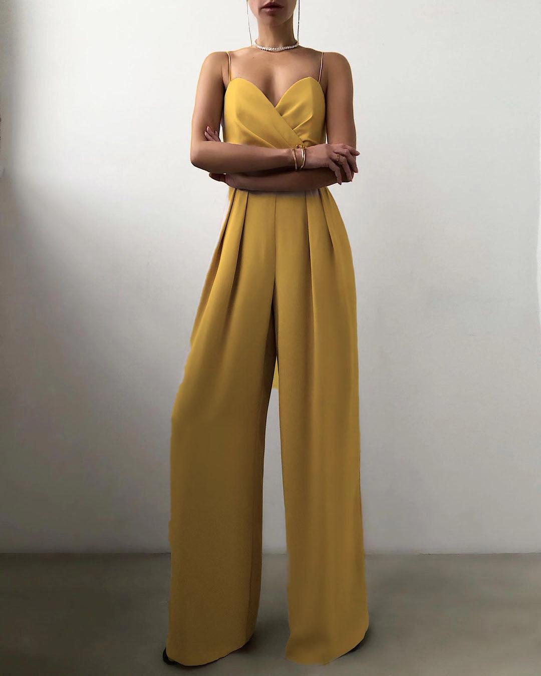 Levoire | Salopette À Bretelles Spaghetti Taille Haute Jaune