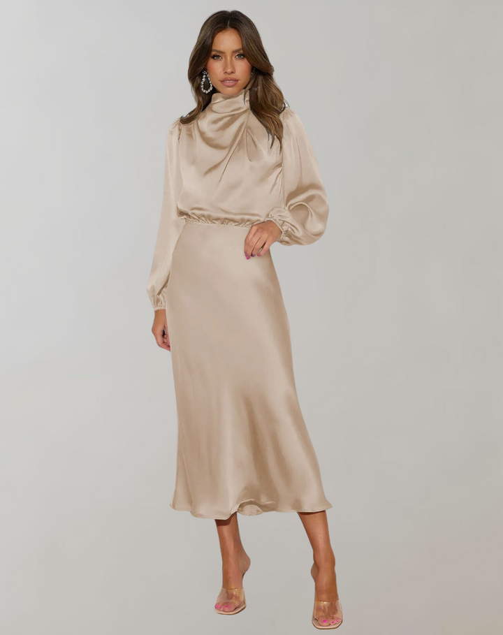 Levoire | Langrmliges Robe En Satin Beige