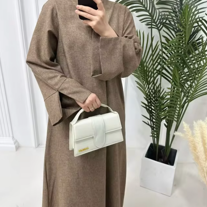 Levoire | Robe Abaya En Lin Fermée Café