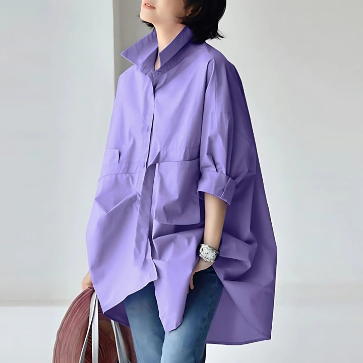 Levoire | Grande Taille Blouse Pour Femme Avec Col À Revers Et Manches Longues Lilas