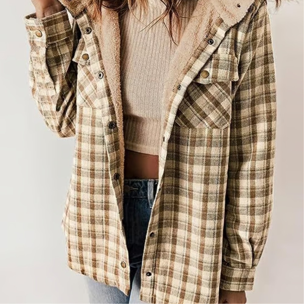 Levoire | Veste À Capuche À Motif Tartan Khaki