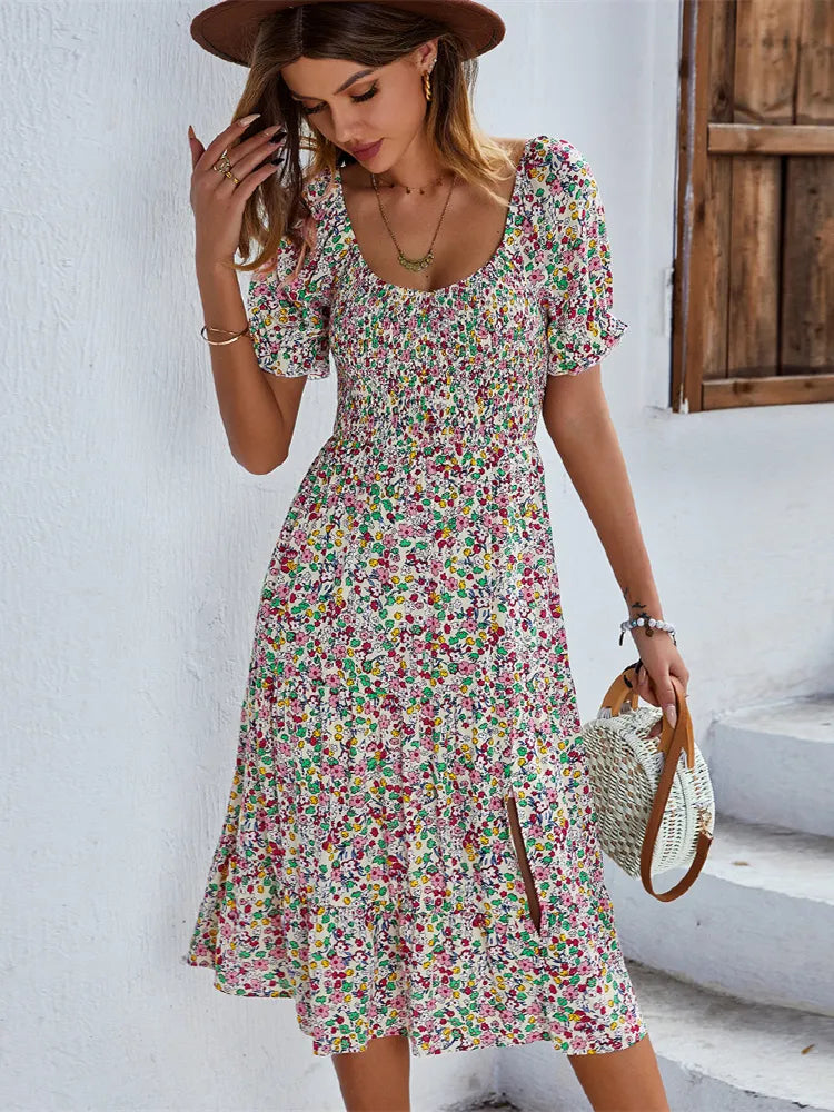 Levoire | Robe À Motif Floral Dans Le Style De La Récolte Du Vin Blanc