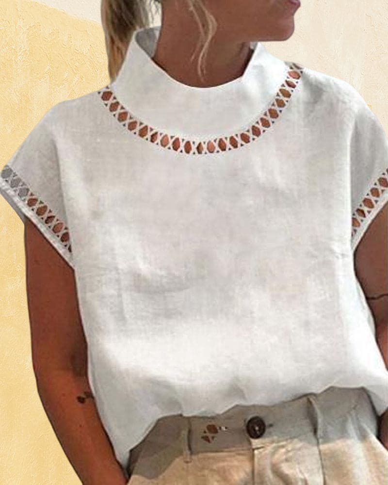 Levoire | Blouse En Dentelle Unie Avec Col Montant