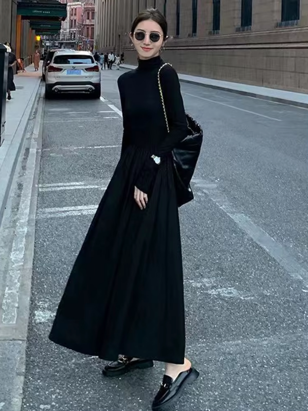 Levoire | Robe Longue Manches Fluides Noir