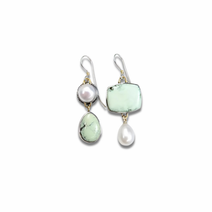 Levoire | Boucles D'Oreilles Avec Perles Vertes Et Blanches