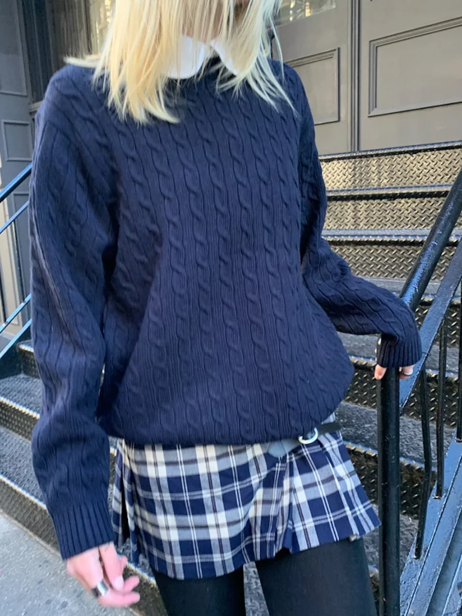 Levoire | Sweat à capuche Femme Pull en tricot classique, Pull décontracté Bleu