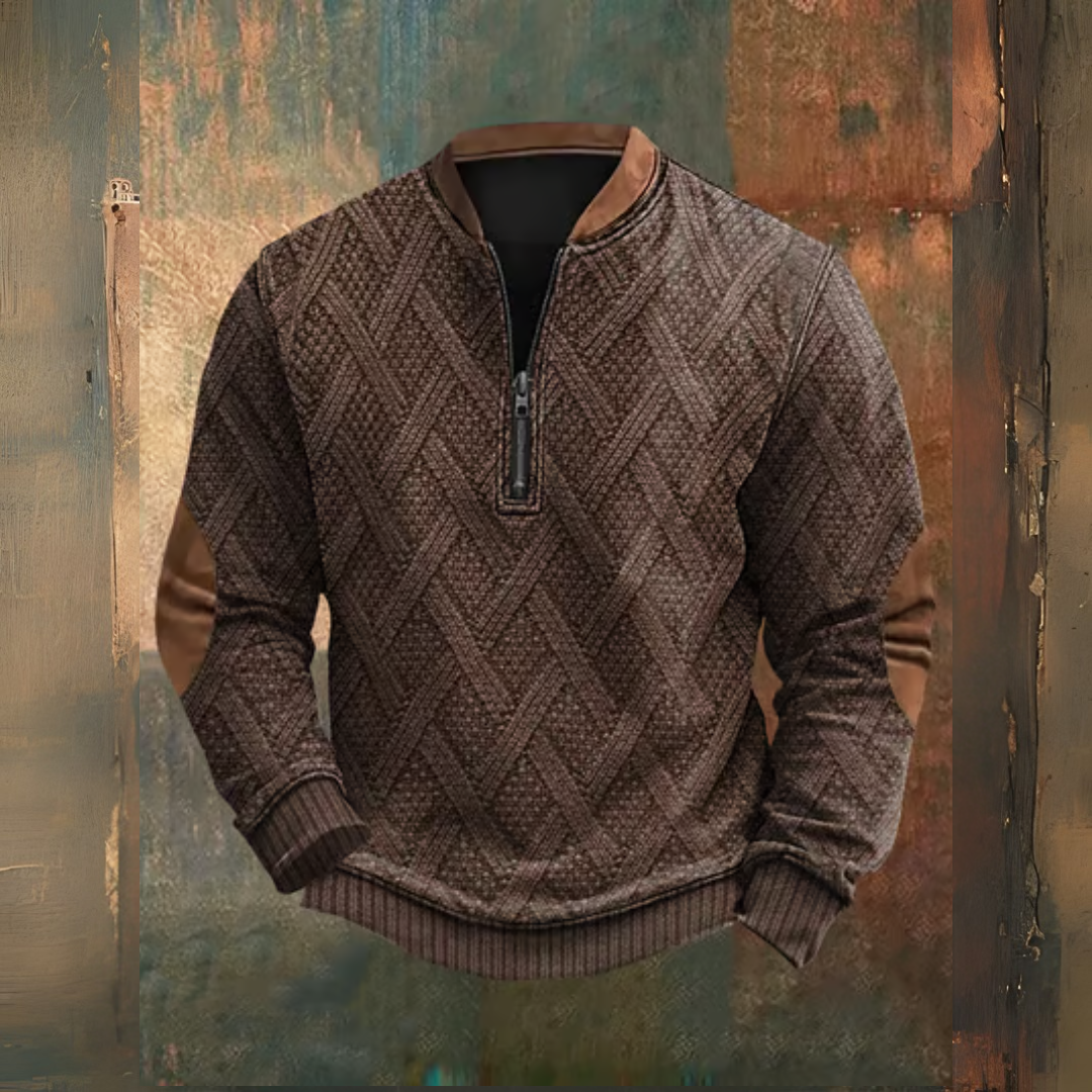 Levoire | Imprimé Rétro Western À Zip Pullover marron foncé