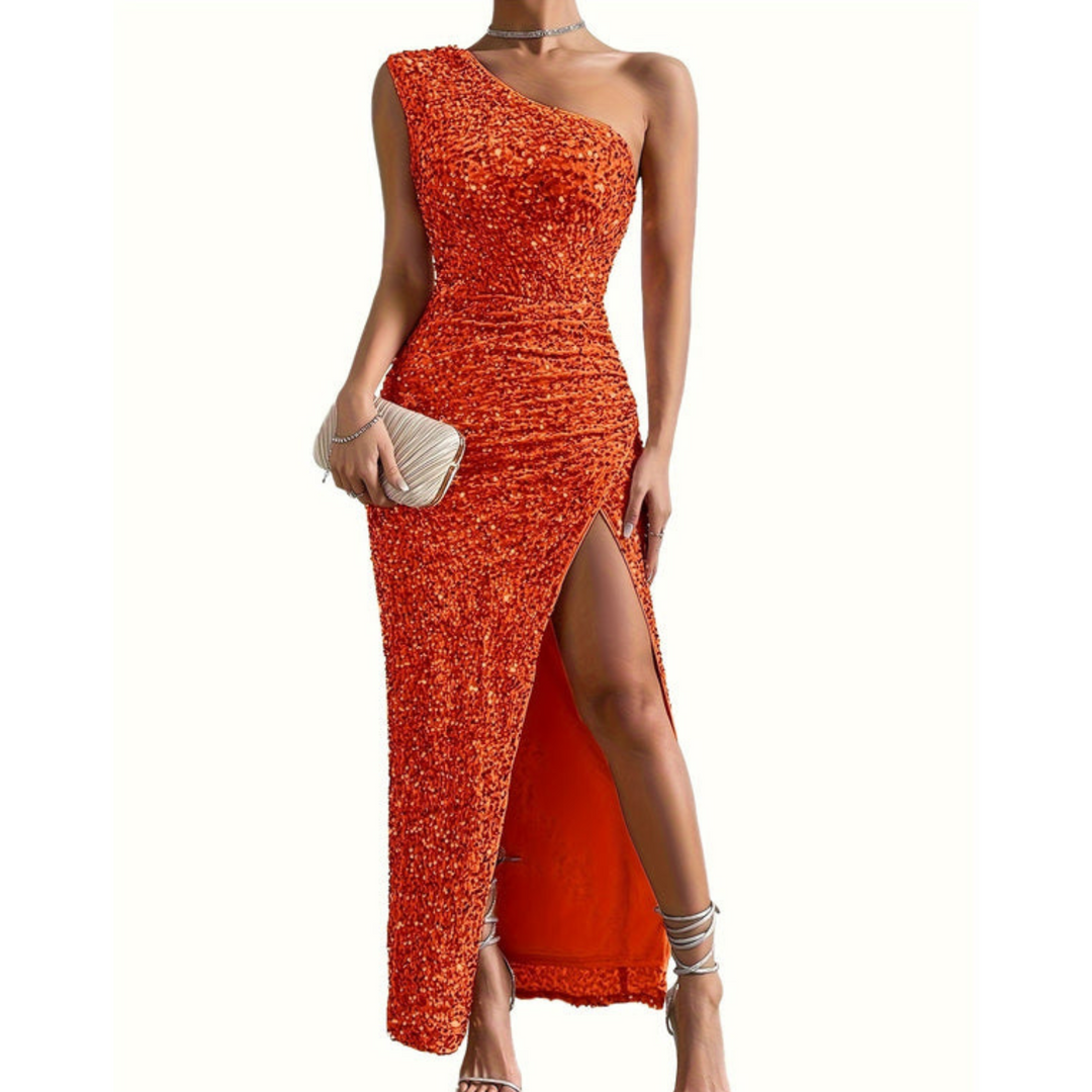 Levoire | Robe Sans Bretelles Scintillante orange