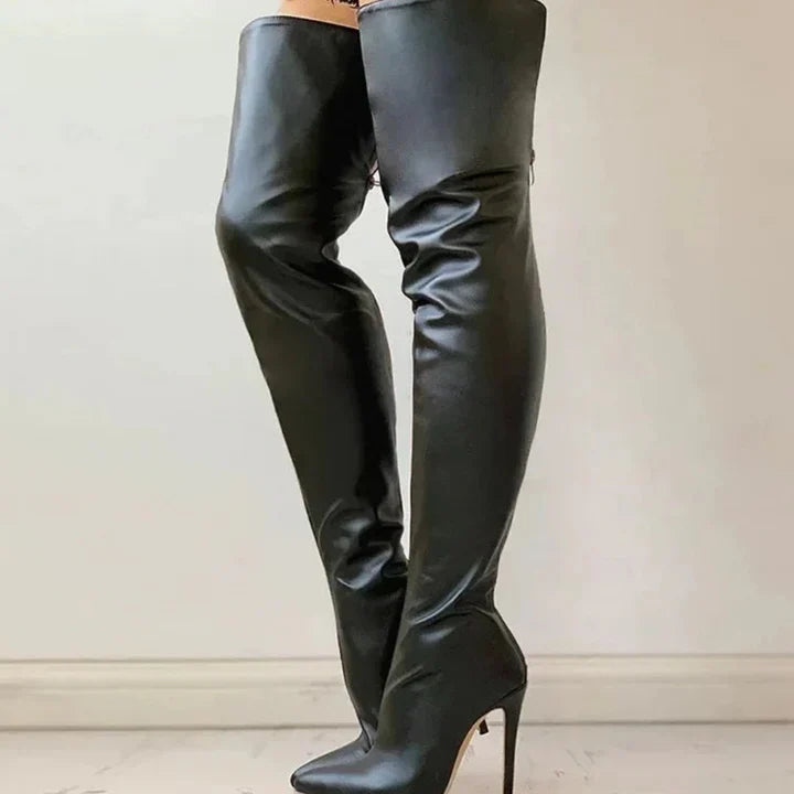 Levoire | Chaussures à talons confortables pour femmes cuisse haute Noir