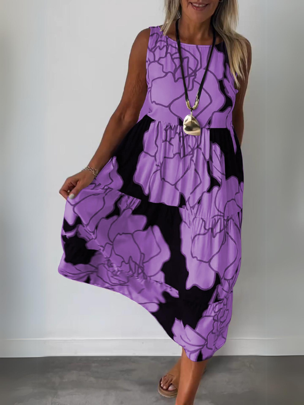 Levoire | Robe Motif Floral Lgant Lilas