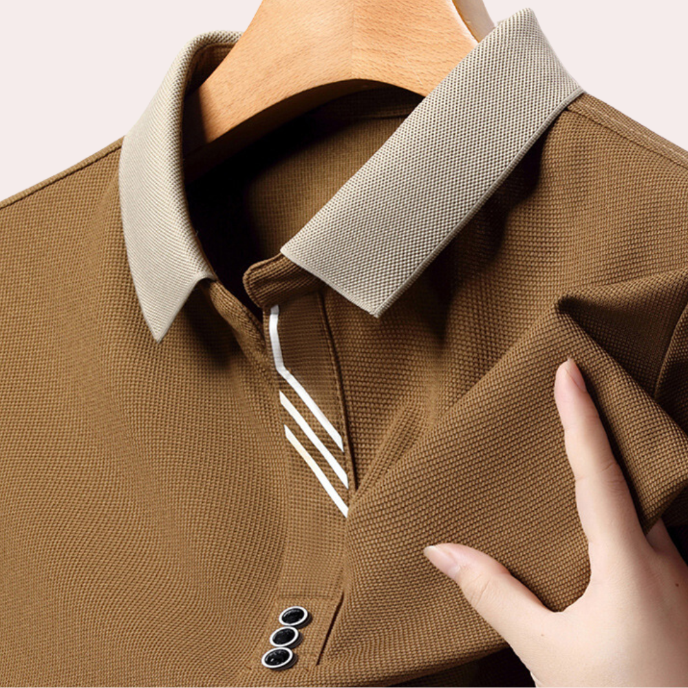 Levoire | Polo décontracté pour hommes à manches longues Chemise élégante pour hommes Braun