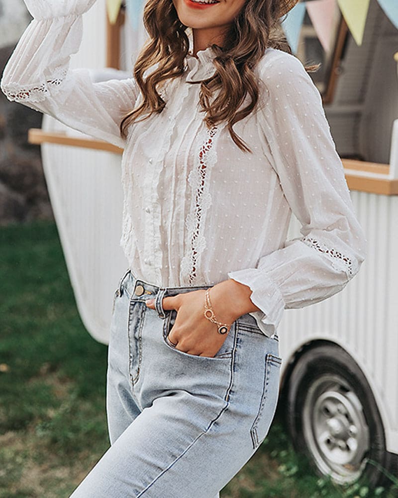 Levoire | Blouse En Dentelle Dans Une Teinte Unie