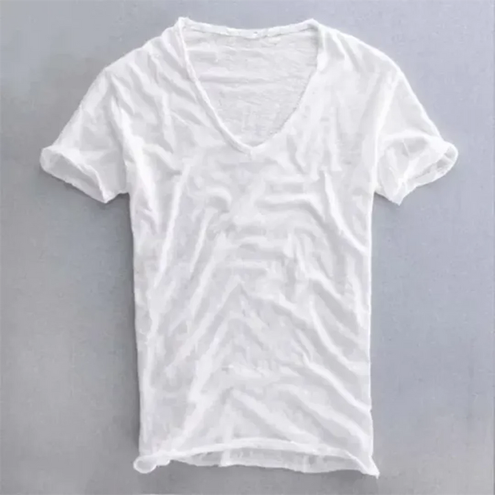 Levoire | T-shirt à manches courtes et décolleté en V décontracté Blanc