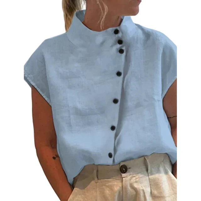 Levoire | Blouse Élégante Avec Col Montant Bleu ciel