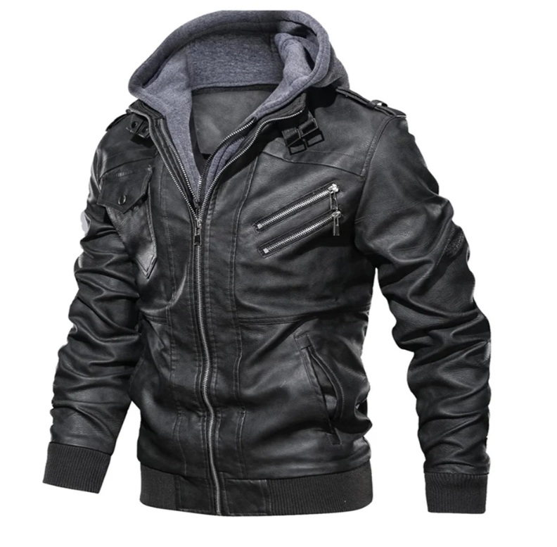 Levoire | Veste En Cuir Avec Capuche Pour Hommes