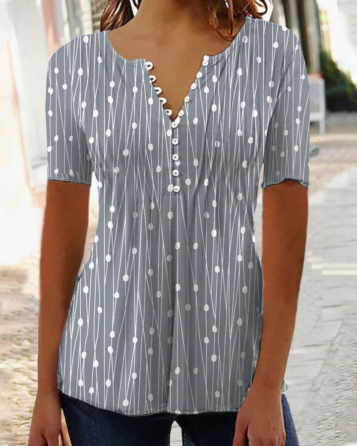 Levoire | Blouse À Pois Avec Décolleté En V Gris
