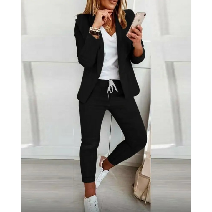 Levoire | Slim Fit Blazer Et Pantalon Set Dans Une Couleur Unie noir