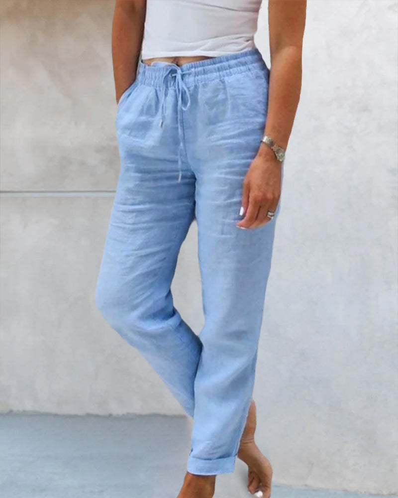 Levoire | Pantalons de couleur mixte à jambe droite Bleu